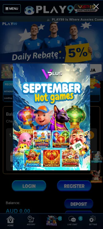 Play99 Casino mobile platform for Australian players